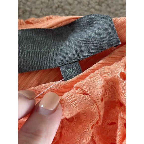 Anthropologie Sunday in Brooklyn Eyelet Ruffled Top Orange XXS‎ $78 NEW NWT - Picture 9 of 12